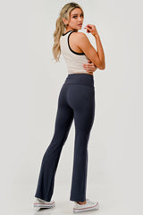 Wholesale Womens High Waist Soft Brushed Stretch Knit Flare Pants - Graphite