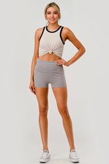 Wholesale Womens Pillowy Soft Fold Over Waist Shorts - Fossil Gray