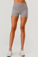 Wholesale Womens Pillowy Soft Fold Over Waist Shorts - Fossil Gray