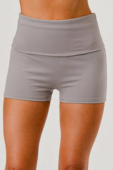 Wholesale Womens Pillowy Soft Fold Over Waist Shorts - Fossil Gray