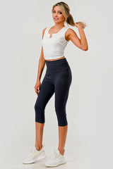 Wholesale Womens Pillowy Soft Fold Over High Waist Capri Leggings - Graphite