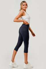 Wholesale Womens Pillowy Soft Fold Over High Waist Capri Leggings - Graphite