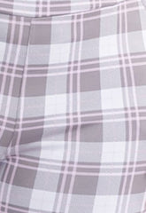 Wholesale Womens Plus Size Tummy Control Butt Sculpting Flare Pants With Pockets - Gray, Pink, White Plaid