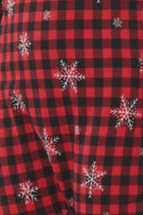 Wholesale Kids Christmas Print Fleece Lined Jumpsuit Onesie Pajamas - Red, Black Plaid Snowflakes