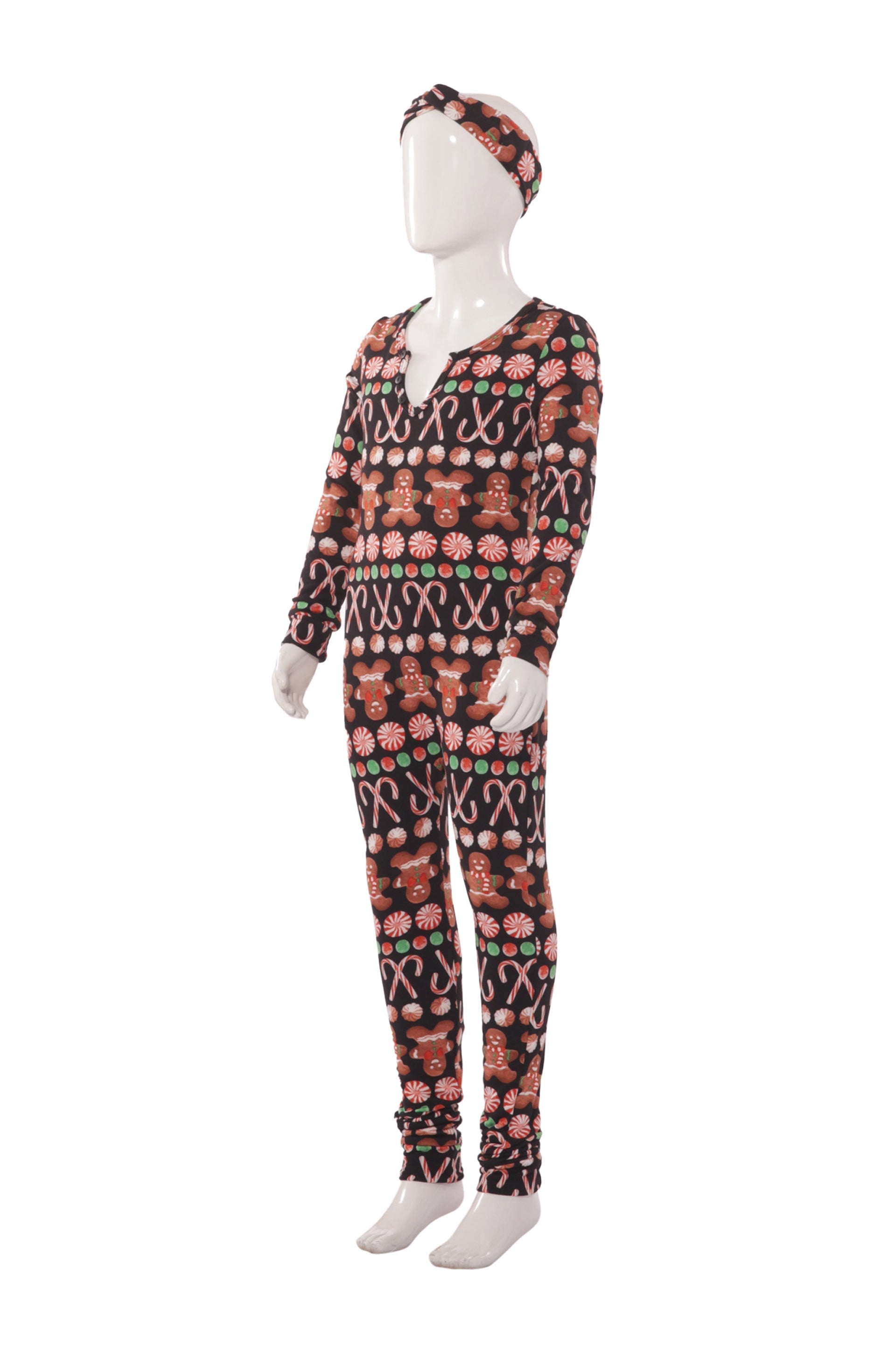 Wholesale Kids Christmas Print Fleece Lined Jumpsuit Onesie Pajamas - Black & Brown