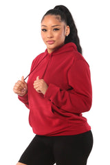 Wholesale Womens Fleece Lined Pull Over Hoodie Sweaters - Burgundy - S&G Apparel