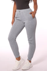 Wholesale Womens Fleece Lined Sweatpants with Bungee Cord Waist - Light Gray - S&G Apparel