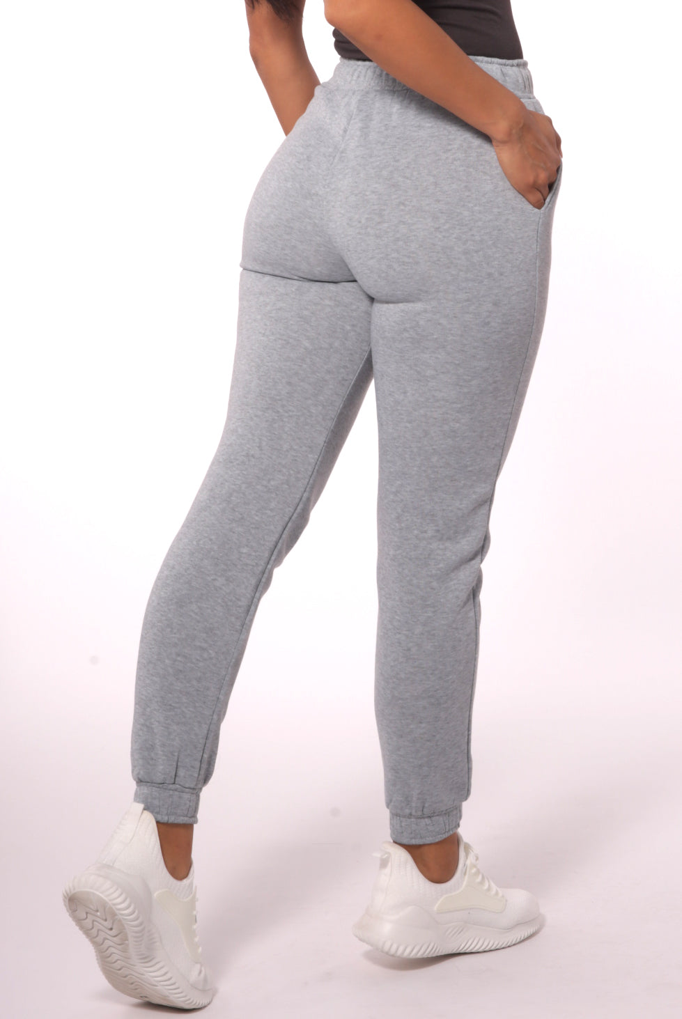 Wholesale Womens Fleece Lined Sweatpants with Bungee Cord Waist - Light Gray - S&G Apparel