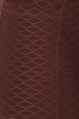 Wholesale Womens High Waist Diamond Honeycomb Textured Butt Scrunch Sports Leggings With Pockets - Chocolate Brown - S&G Apparel