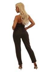 Wholesale Womens High Waist Knit Crepe Front Pleat Pull On Ankle Pants With Rolled Hem - Black - S&G Apparel