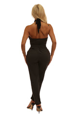 Wholesale Womens High Waist Knit Crepe Front Pleat Pull On Ankle Pants With Rolled Hem - Black - S&G Apparel