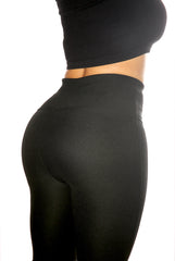 Wholesale Womens High Waist Rib Knit Tummy Control Flare Pants - Black - S&G Apparel