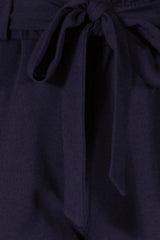 Wholesale Womens Paperbag Waist Slim Fit Pants With Self Tie - Navy - S&G Apparel