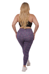 Wholesale Womens Plus Size High Waist Tummy Control Sports Leggings With Side Pockets - Pink, Teal Space Dye - S&G Apparel