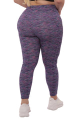 Wholesale Womens Plus Size High Waist Tummy Control Sports Leggings With Side Pockets - Pink, Teal Space Dye - S&G Apparel