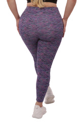 Wholesale Womens Plus Size High Waist Tummy Control Sports Leggings With Side Pockets - Pink, Teal Space Dye - S&G Apparel