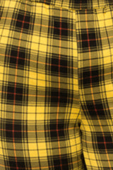 Wholesale Womens Plus Size Shirred Waist & Cuff Joggers With Pockets - Mustard & Black Plaid - S&G Apparel