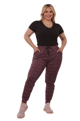 Wholesale Womens Plus Size Soft Brushed Fleece Lined Sweatpants - Burgundy Space Dye - S&G Apparel