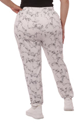 Wholesale Womens Plus Size Soft Brushed Joggers With Shoe Lace Tie - Grey & White Marble - S&G Apparel