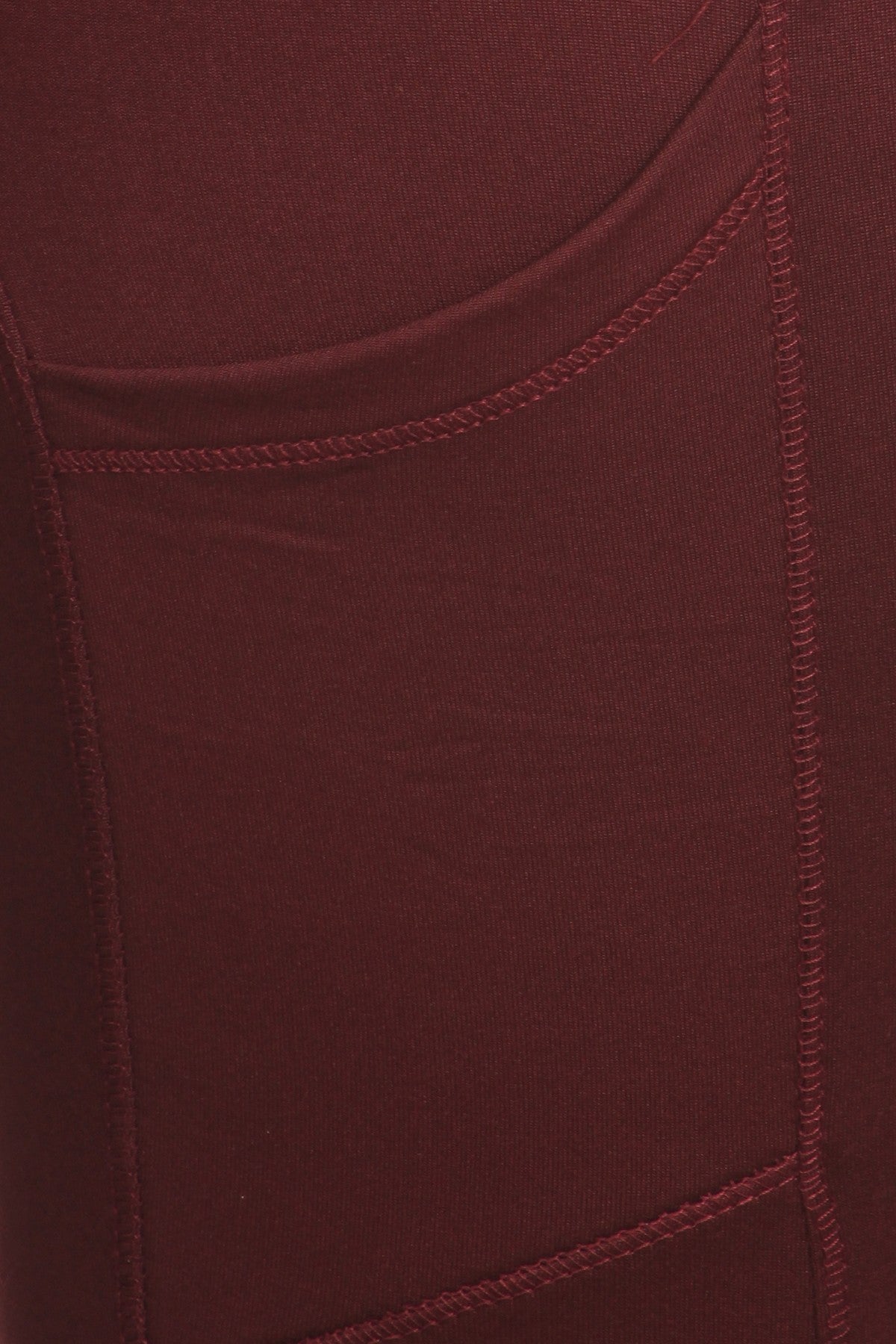 Wholesale Womens Plus Size Solid Fleece Lined Sports Leggings With Side Pockets - Burgundy - S&G Apparel