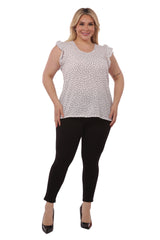 Wholesale Womens Plus Size Tops With Ruffle Armhole Detail - White - S&G Apparel