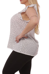 Wholesale Womens Plus Size Tops With Ruffle Armhole Detail - White - S&G Apparel