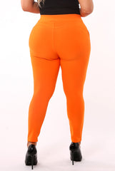 Wholesale Womens Plus Size Tummy Control Sculpting Treggings - Orange - S&G Apparel