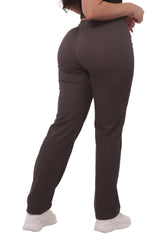 Wholesale Womens Rib Knit Straight Leg Pants With Drawstrings - Charcoal - S&G Apparel