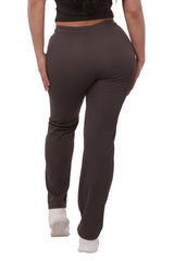 Wholesale Womens Rib Knit Straight Leg Pants With Drawstrings - Charcoal - S&G Apparel