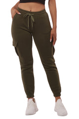 Wholesale Womens Soft Fleece Lined Cargo Sweatpants - Green - S&G Apparel