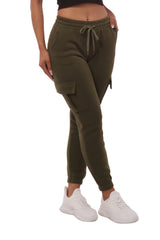 Wholesale Womens Soft Fleece Lined Cargo Sweatpants - Green - S&G Apparel