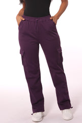 Wholesale Womens Straight Leg Cargo Pants With Bungee Cord Ties - Purple - S&G Apparel