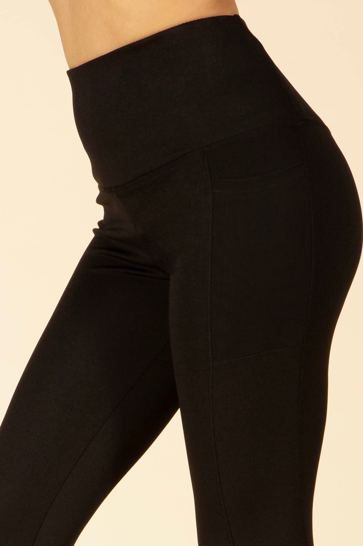 Wholesale Womens Tummy Control Sculpting Leggings With Pockets & Mesh Panels - Black