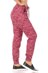 Wholesale Womens Soft Brushed Fleece Lined Sweatpants - Red & Mauve Space Dye