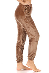 Wholesale Womens Double Side Plush Fur Joggers Sweatpants - Camel Brown - S&G Apparel