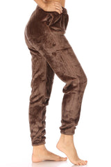 Wholesale Womens Double Side Plush Fur Joggers Sweatpants - Chocolate Brown - S&G Apparel