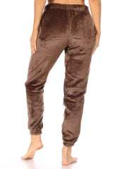 Wholesale Womens Double Side Plush Fur Joggers Sweatpants - Chocolate Brown - S&G Apparel