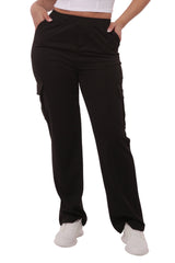 Wholesale Womens High Rise Straight Leg Cargo Pants - Black - S&G Apparel