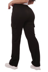 Wholesale Womens High Rise Straight Leg Cargo Pants - Black - S&G Apparel