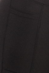 Wholesale Womens High Waist Rib Knit Leggings With Side Pockets - Black - S&G Apparel
