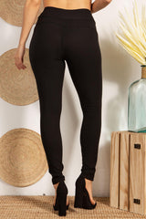 Wholesale Womens High Waist Sculpting Treggings With Faux Pockets - Black - S&G Apparel
