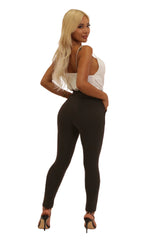 Wholesale Womens High Waist Sculpting Treggings With Front Pockets - Black - S&G Apparel