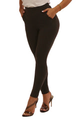 Wholesale Womens High Waist Sculpting Treggings With Front Pockets - Black - S&G Apparel