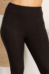 Wholesale Womens High Waist Sculpting Treggings With Front Welt Pockets - Black - S&G Apparel