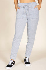 Wholesale Womens Paperbag Waist Fleece Lined Sweatpants - Light Heather Gray - S&G Apparel