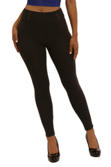 Wholesale Womens Sculpting Treggings With Button Waist Detail - Black - S&G Apparel