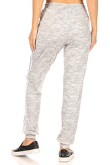 Wholesale Womens Stretch Knit Joggers Sweatpants With Side Stripes - Grey & White Space Dye - S&G Apparel